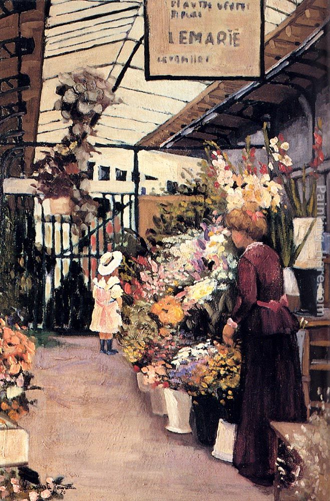 The Flower Market painting - Marguerite Rousseau The Flower Market art painting